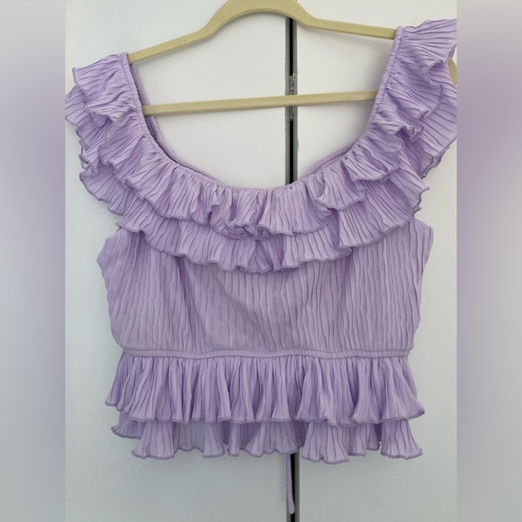 ASTR - Off shoulder , tie front ~ dreamy ~ purple top - Picture 2 of 3